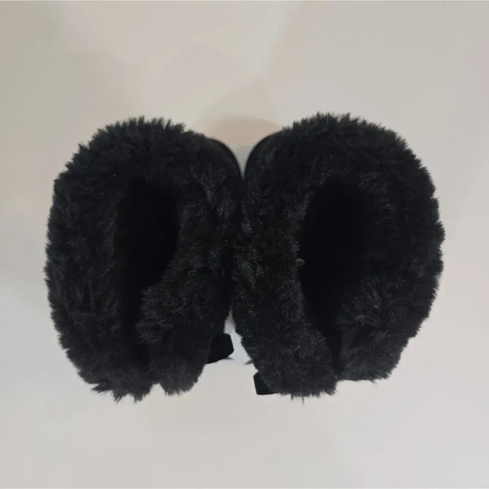 AS Lamo Audrey Short Boots NWT Size 11 Toddler Girl Black Snow Winter Ribbon Bow - Picture 4 of 7